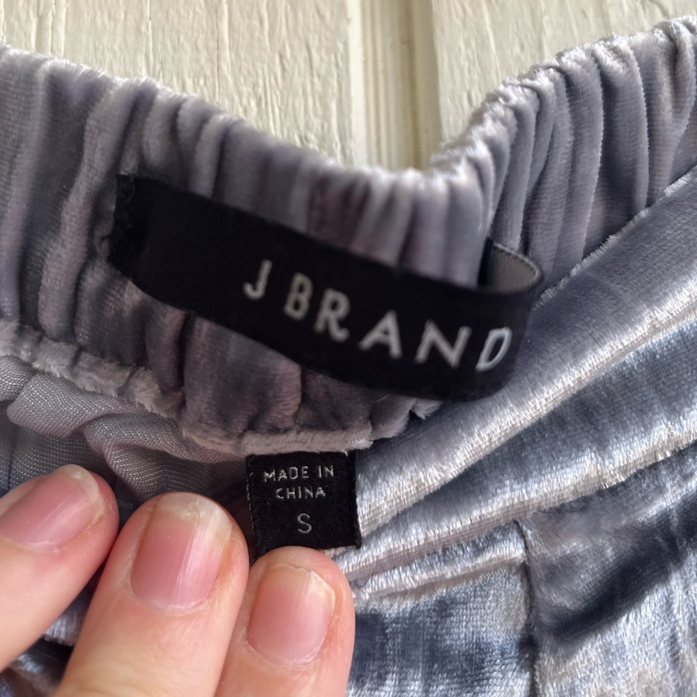 J Brand Crushed Velvet Silk Pull On Pants in Dark Whistle - Picture 2 of 8